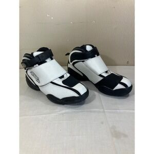 Speed and Strength Mens 9 White Black Leather Motorcycle Riding Boots Sport Moto
